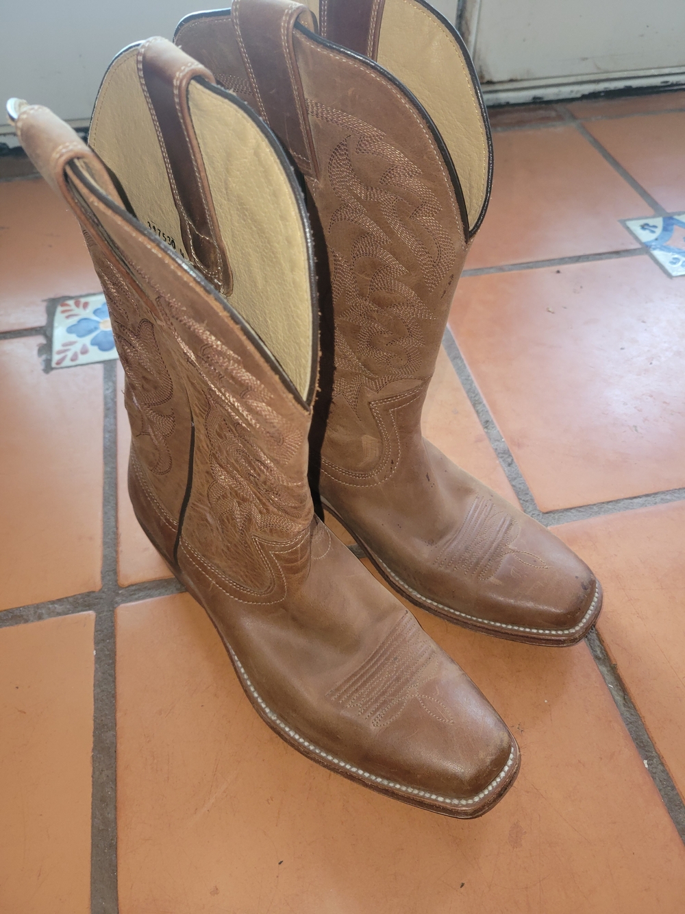 Men's Tan Square-Toe Western Cowboy Boots Moonshine Spirit 8D